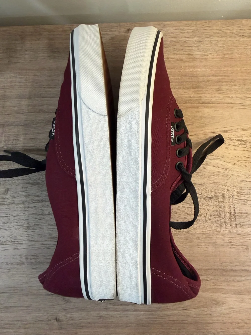 Vans Authentic Port Royal Red Burgundy/Black Canvas Low-Top Sneakers W 10 M 8.5